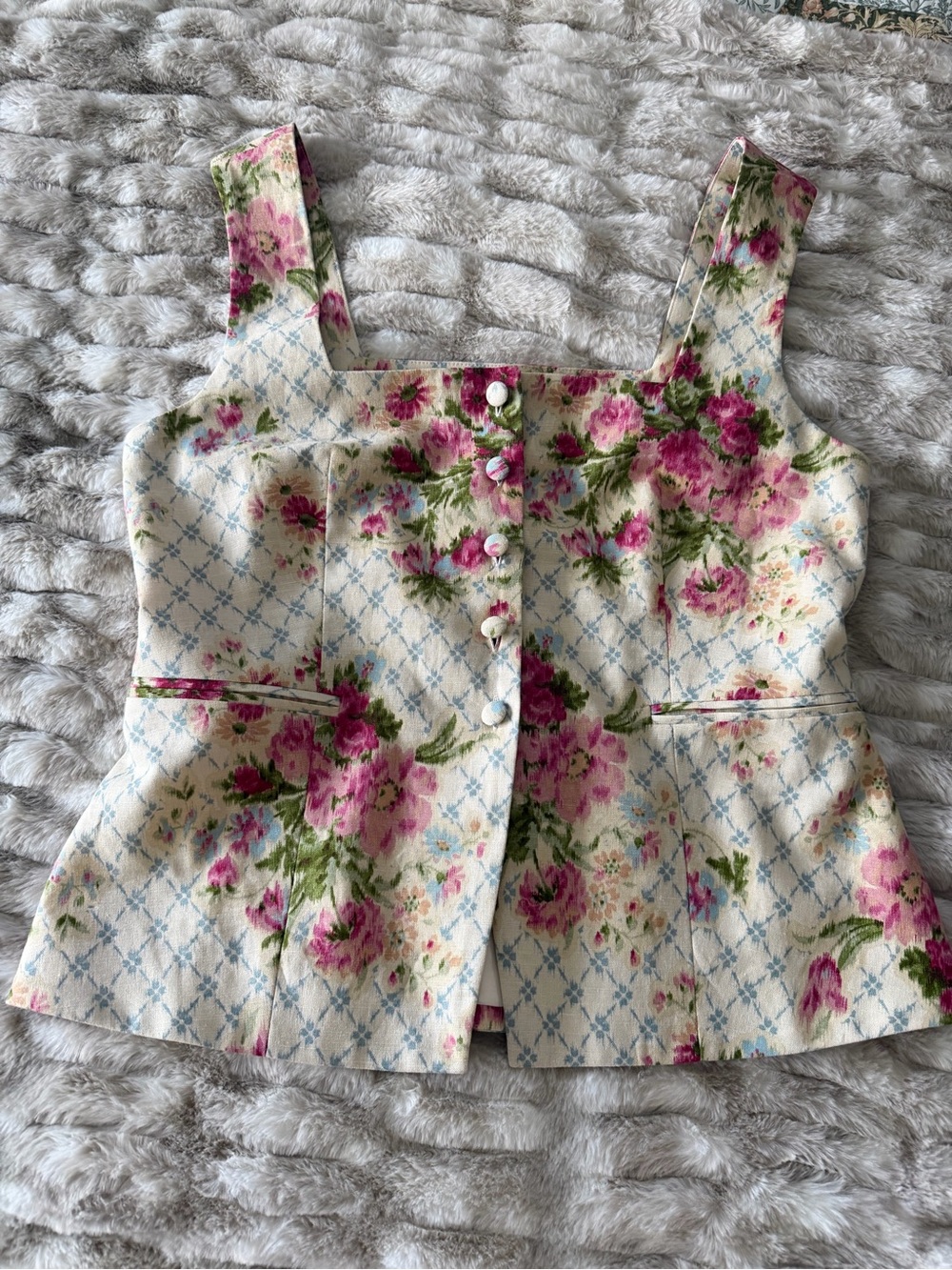 Sézane x Andión Zelinda Floral Linen top Print Corset Style Sz 38/8 US Romantic - Picture 12 of 14